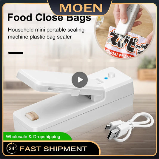 Mini Portable 2 In 1 Sealer Bag Sealer Heat Seal Cutter Bag Handheld USB Chargable Sealer Machine Heat Sealer For Plastic Bag